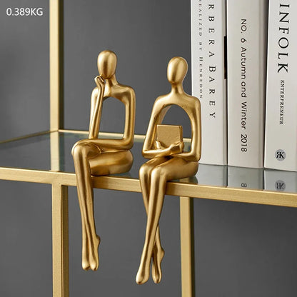 Gold Thinker Statues